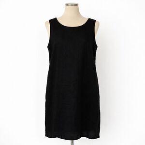 28 Palms 100% Linen Shift Dress Size Large Black Sleeveless Lined Pockets